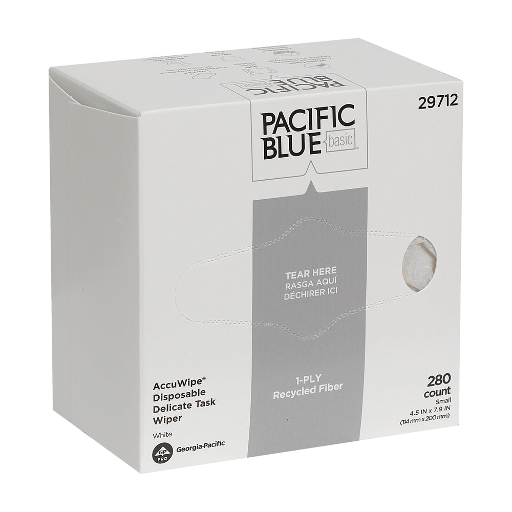 PACIFIC BLUE BASIC™ ACUWIPE® מגבי עבודה עדינים חד שכבתיים ממוחזרים מבית GP PRO, קטנים, לבנים, (60 קופסאות של 280 מגבות סהכ 16,800 מגבות)