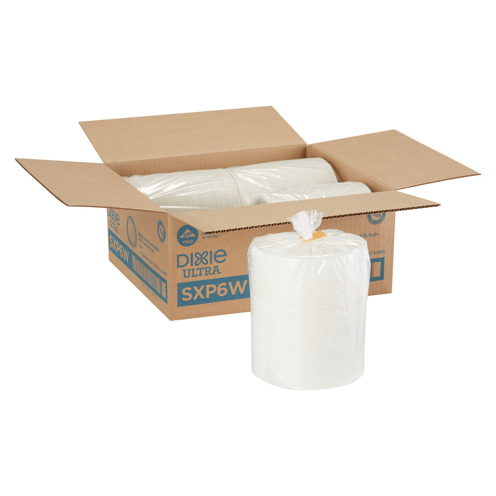 צלחות נייר עבות במיוחד (IN 5 7/8) מסדרת  DIXIE ULTRA® מבית GP PRO (ג'ורג'יה-פסיפיק), לבן, 1,000 צלחות לכל מארז