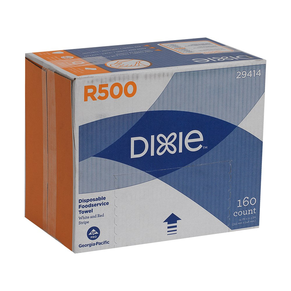 מגבות שירות מזון חד פעמיות DIXIE® R500 מבית GP PRO (ג'ורג'יה פסיפיק), פס לבן ואדום, 160 מגבות בקופסה