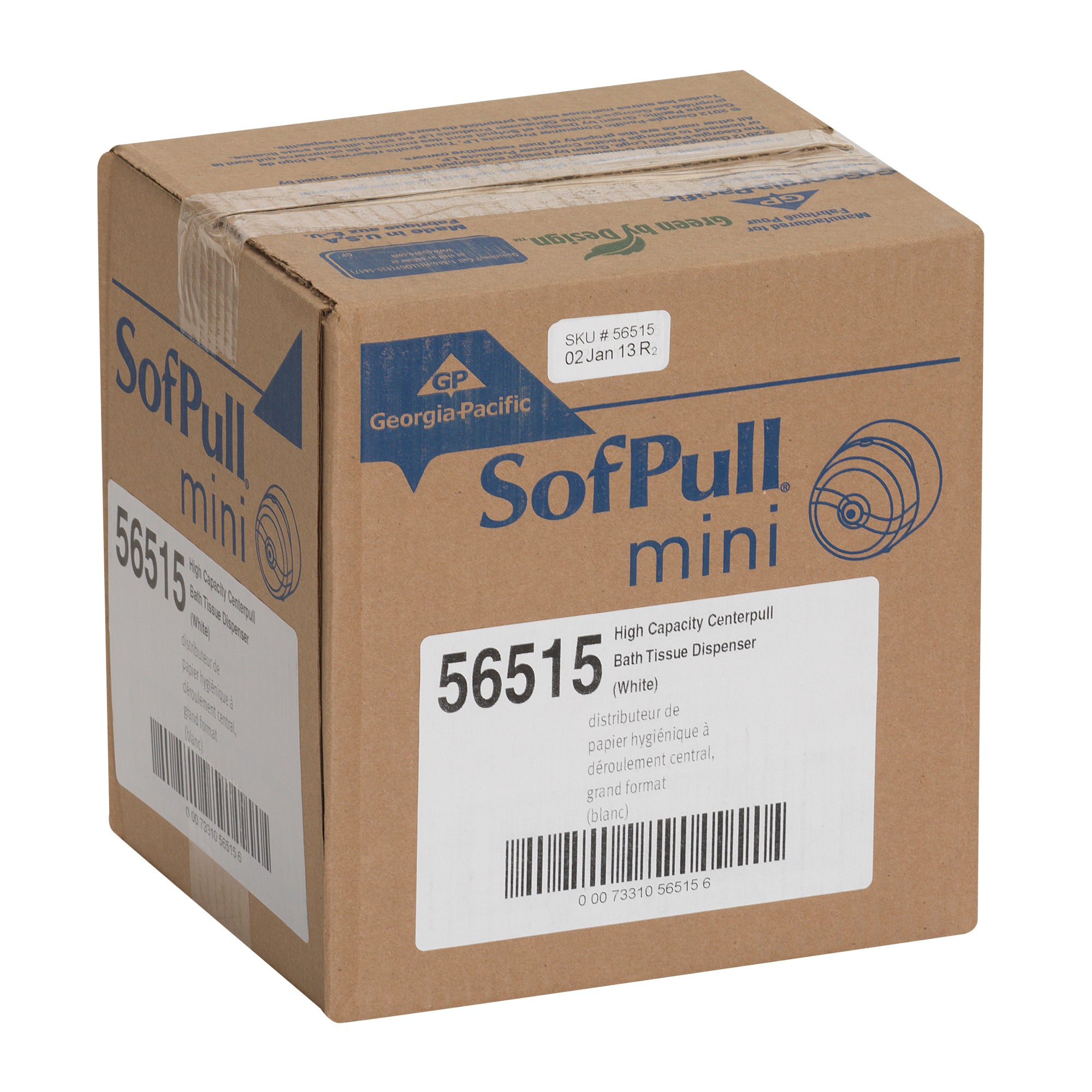 מתקן נייר טואלט מיני גליל 1 של SOFPULL® CENTERPULL מבית GP PRO (ג'ורג'יה פסיפיק), לבן, מתקן אחד