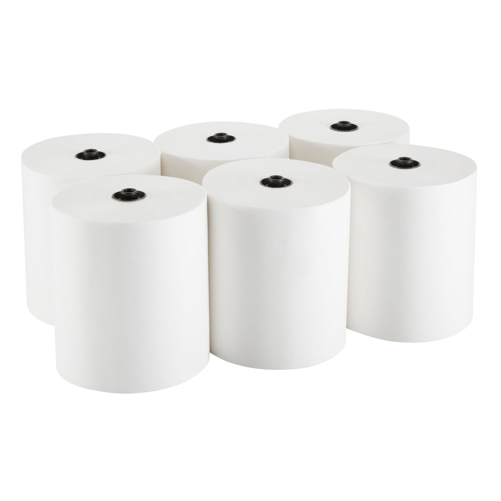 גלילי מגבת נייר ממוחזרים ENMOTION® 8 מבית GP PRO (ג'ורג'יה פסיפיק), לבן, (6 גלילים של 213.36 מטרים סהכ 1,280.16 מטרים)