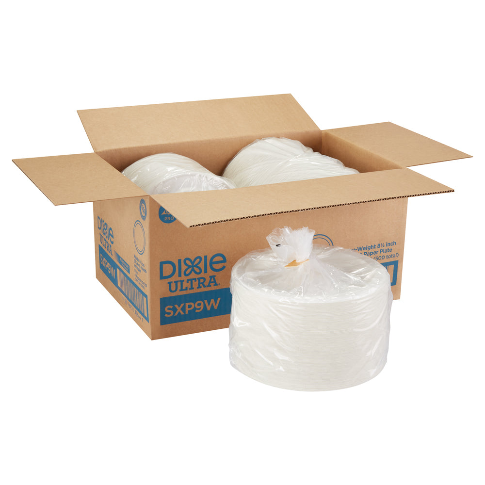 צלחות נייר עבות במיוחד (IN 8 1/2) מסדרת DIXIE ULTRA® מבית GP PRO (ג'ורג'יה-פסיפיק), לבן, (4 חבילות של 125 צלחות סהכ 500 צלחות)